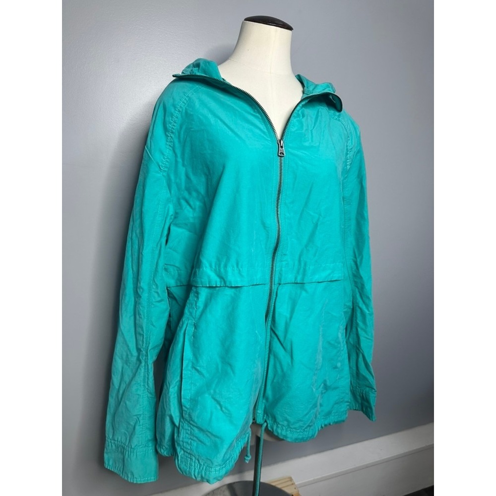 Columbia Womens 2X Hooded Windbreaker Jacket Teal Turquoise Full Zip AW3089